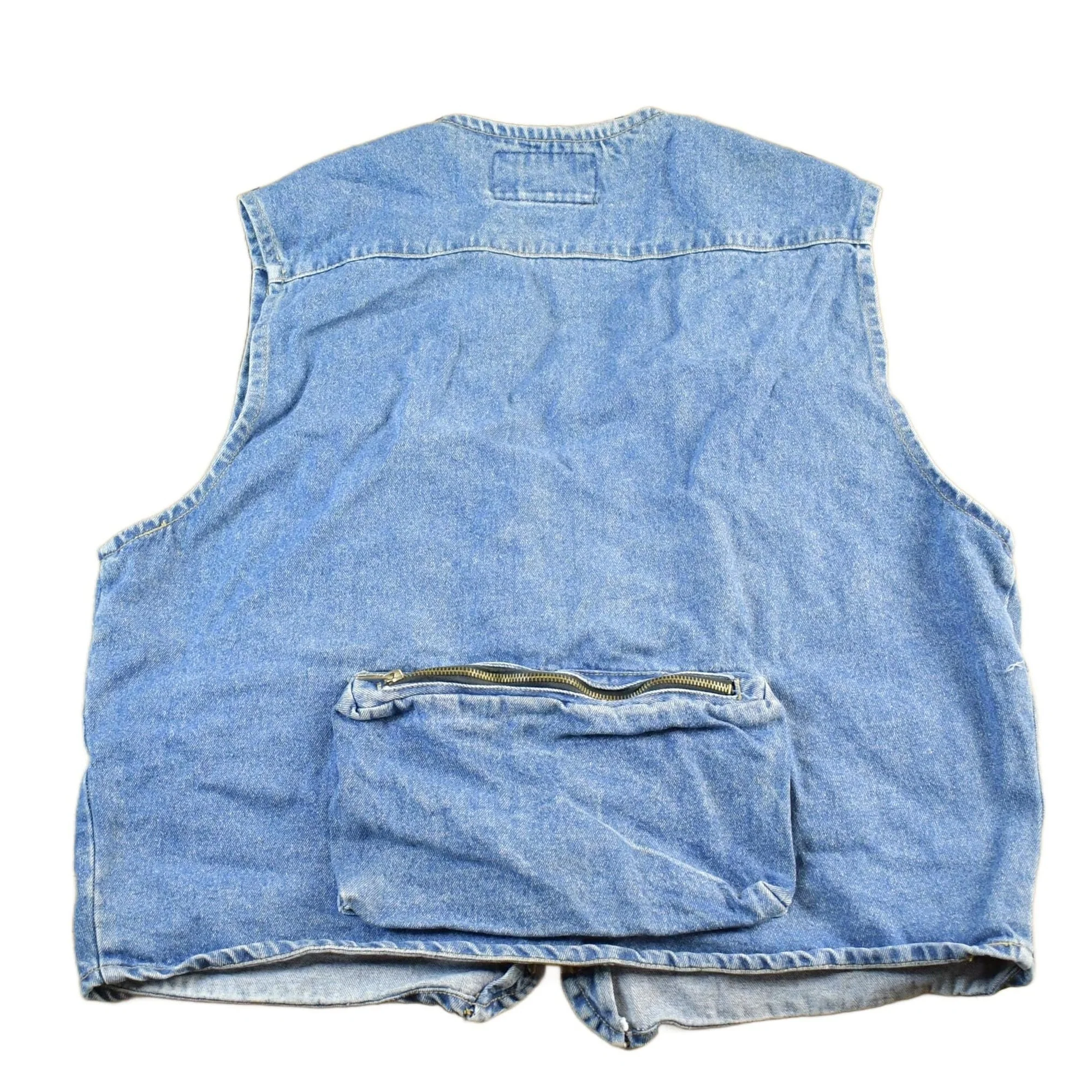 Vintage 1990s Machine Denim Jean Jacket Vest Men's Large - Image 2