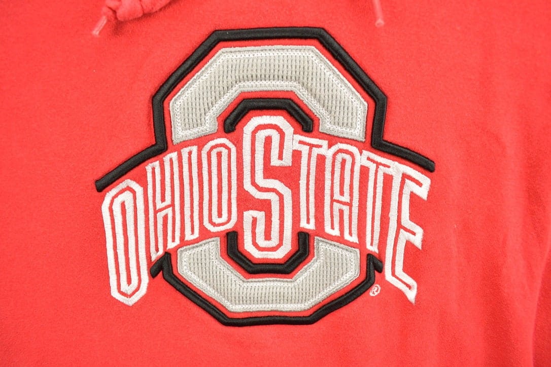 Vintage 1990s Majestic University Of Ohio State Buckeyes Embroidered Hoodie Men's XL - Image 3