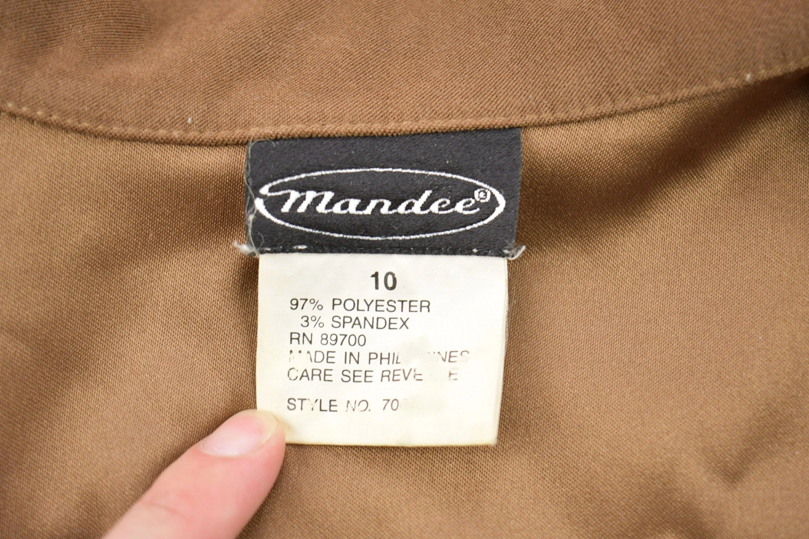 Vintage 1990s Mandee Blank Brown Button Up Shirt Men's Small - Image 4