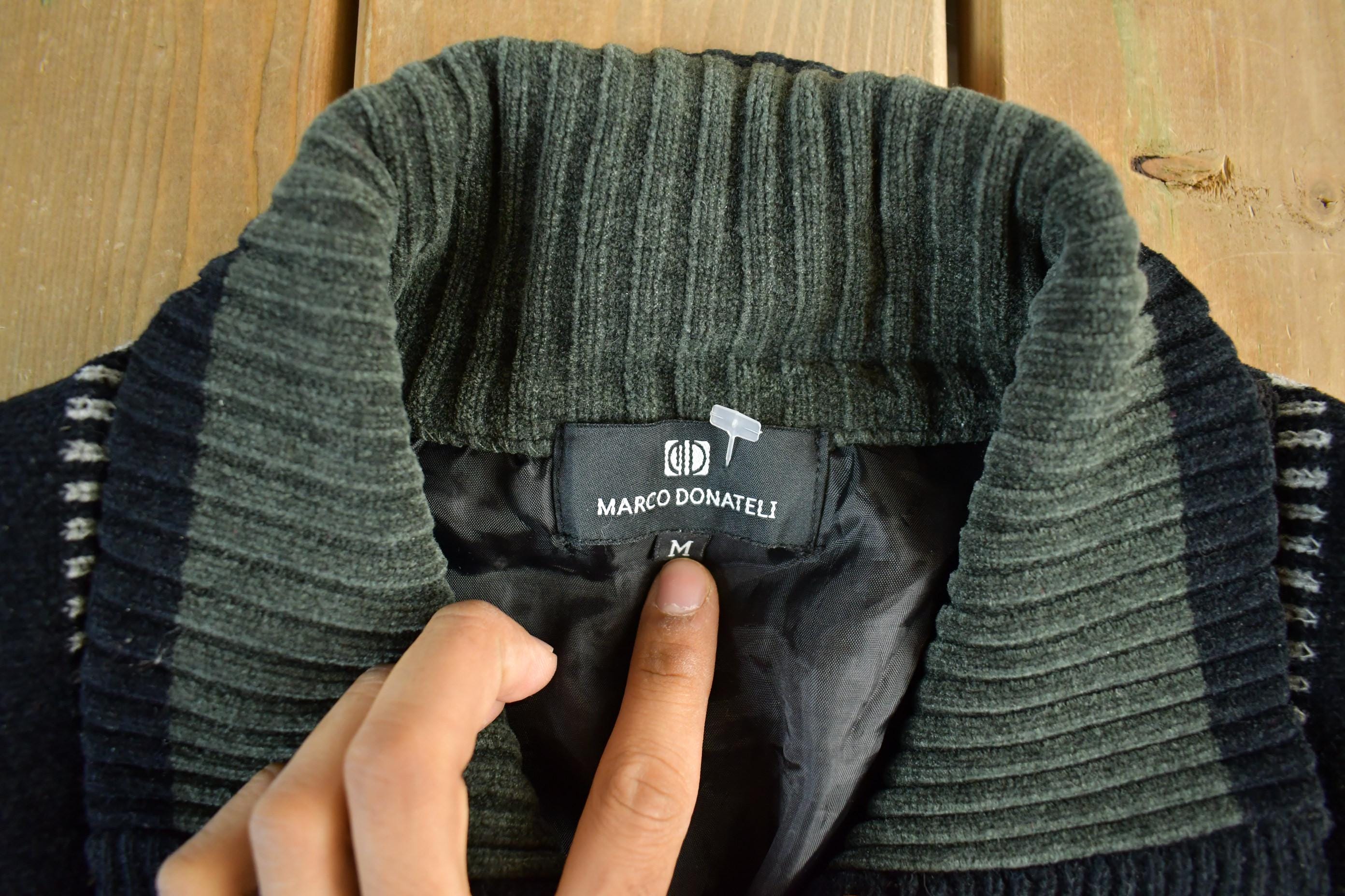 Vintage 1990s Marco Donatelli Knit Zip Up Sweater Jacket Men's Medium - Image 4