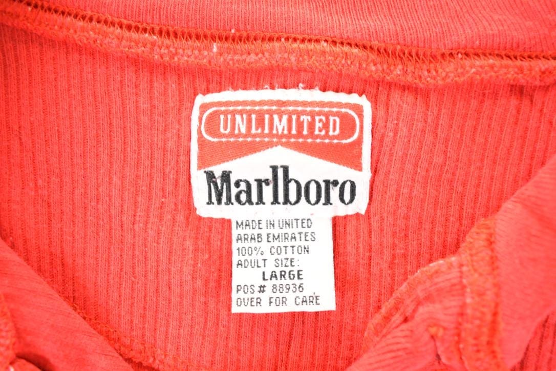 Vintage 1990s Marlboro Unlimited Thermal Quarter Button Crewneck Sweatshirt Men's L - Image 4