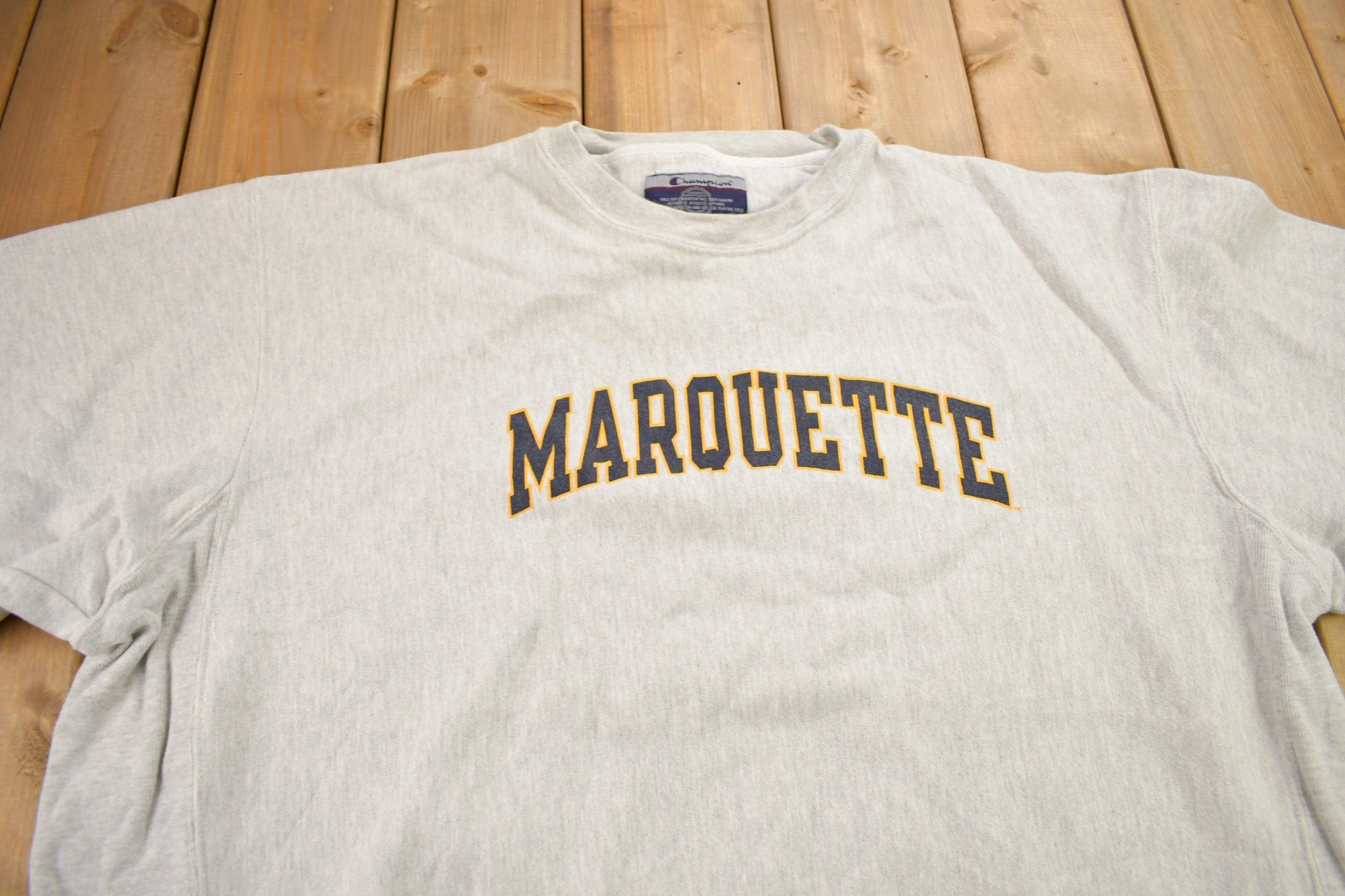 Vintage 1990s Marquette University Champion Reverse Weave Crewneck Sweatshirt Men's 2XL - Image 3