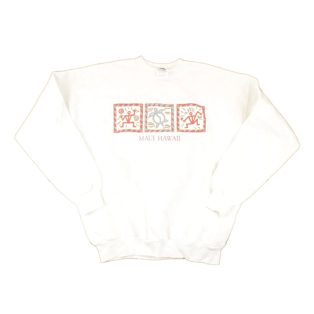 Vintage 1990s Maui Hawaii Graphic Print Crewneck Sweatshirt Men's L