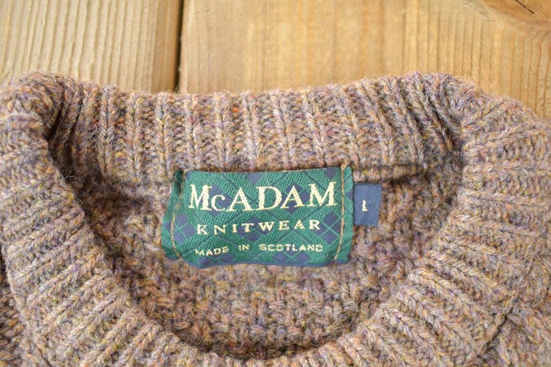 Vintage 1990s Mcadam Knit Wear Abstract Pattern Crewneck Sweater Made In Scotland Men's Large - Image 3