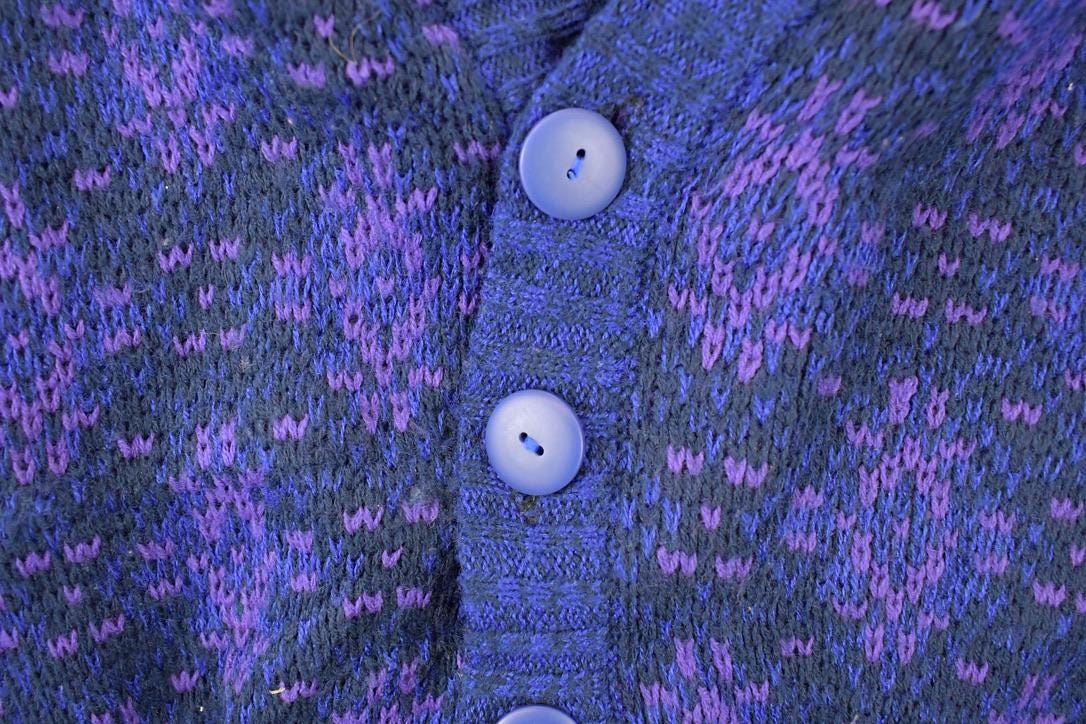 Vintage 1990s Melange Abstract Knit Cardigan Sweater Women's XL - Image 3