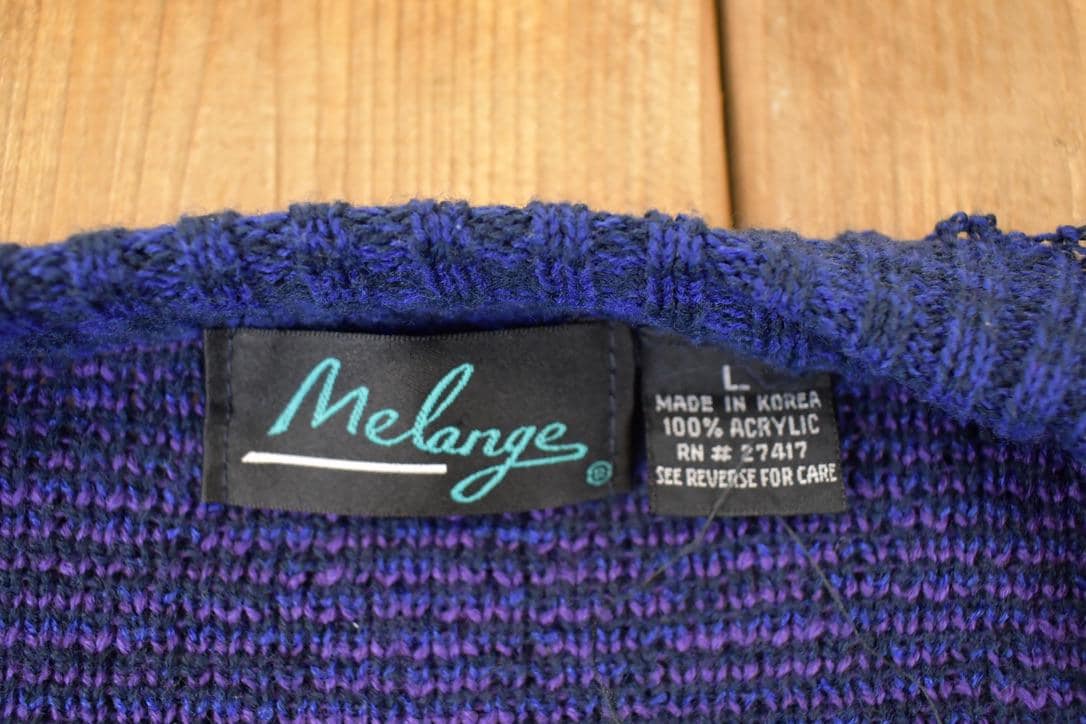 Vintage 1990s Melange Abstract Knit Cardigan Sweater Women's XL - Image 4