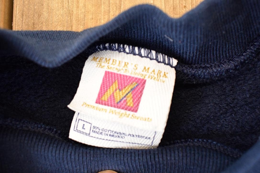 Vintage 1990s Members Mark Blank Navy Crewneck Sweatshirt Mens L - Image 4