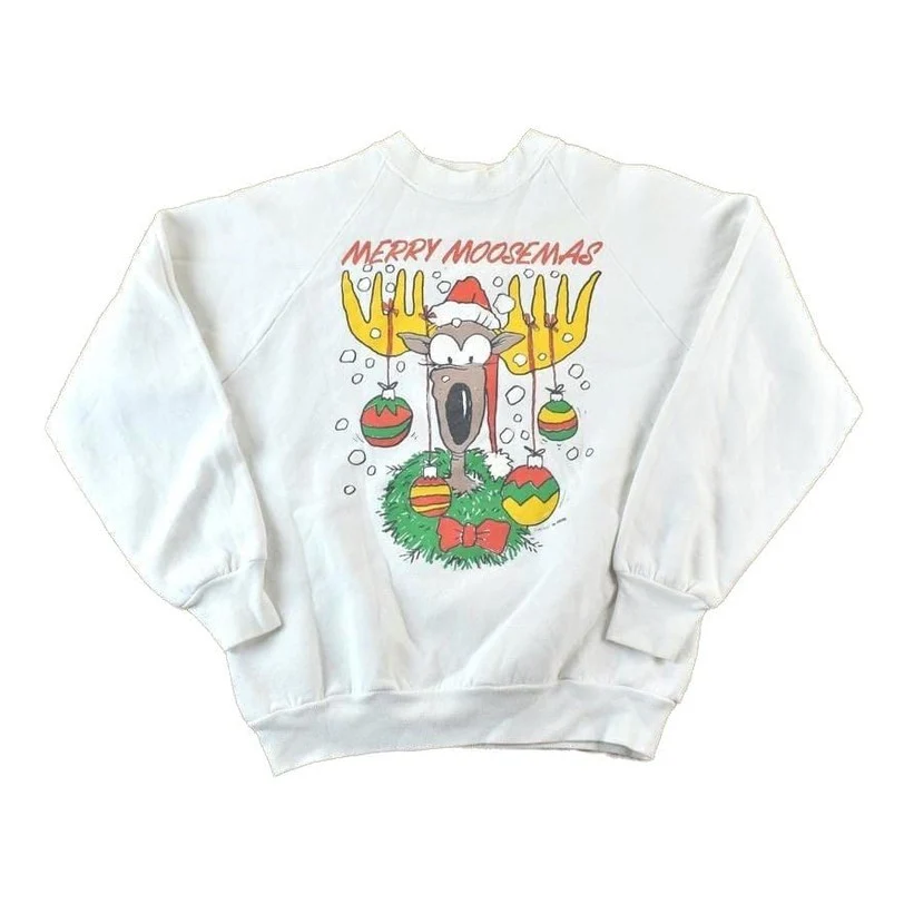 Vintage 1990s Merry Moosement Crewneck Sweatshirt Made In USA