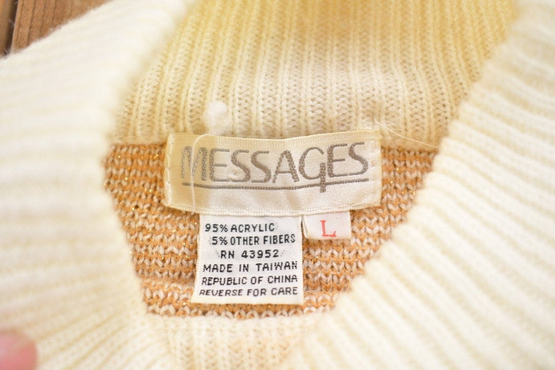 Vintage 1990s Messages Knitted Turtleneck Sweater Men's MMen's Medium - Image 3