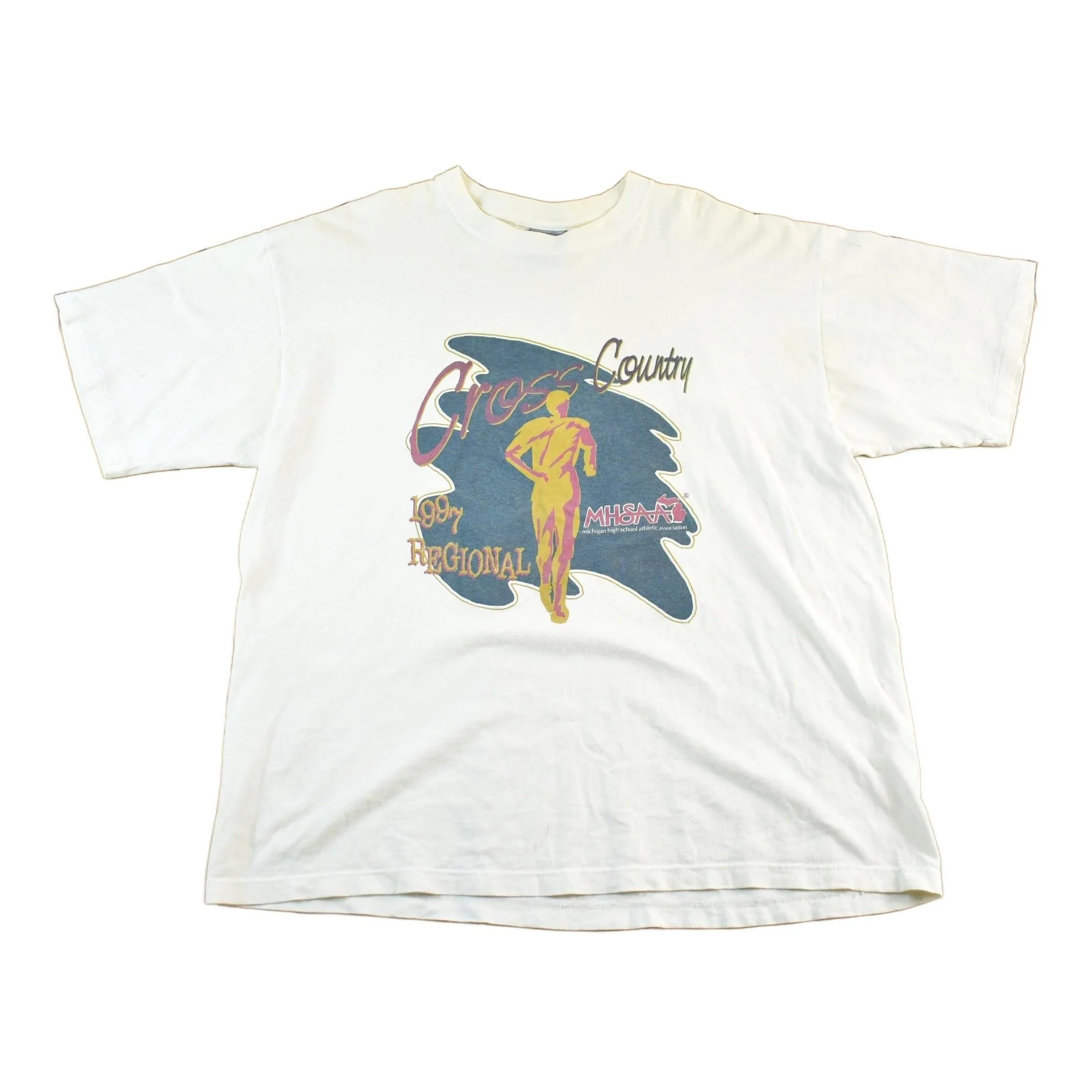 Vintage 1990s MHSAA Cross Country Regionals Running T Shirt Mens XL