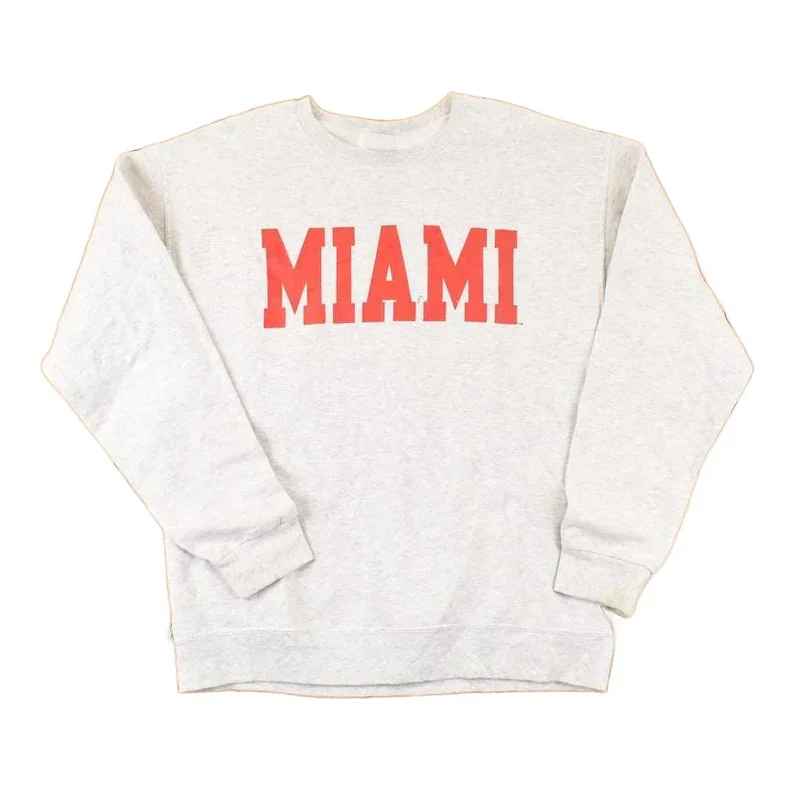 Vintage 1990s Miami Block Letter Bold Font Graphic Print Crewneck Sweatshirt Mens M