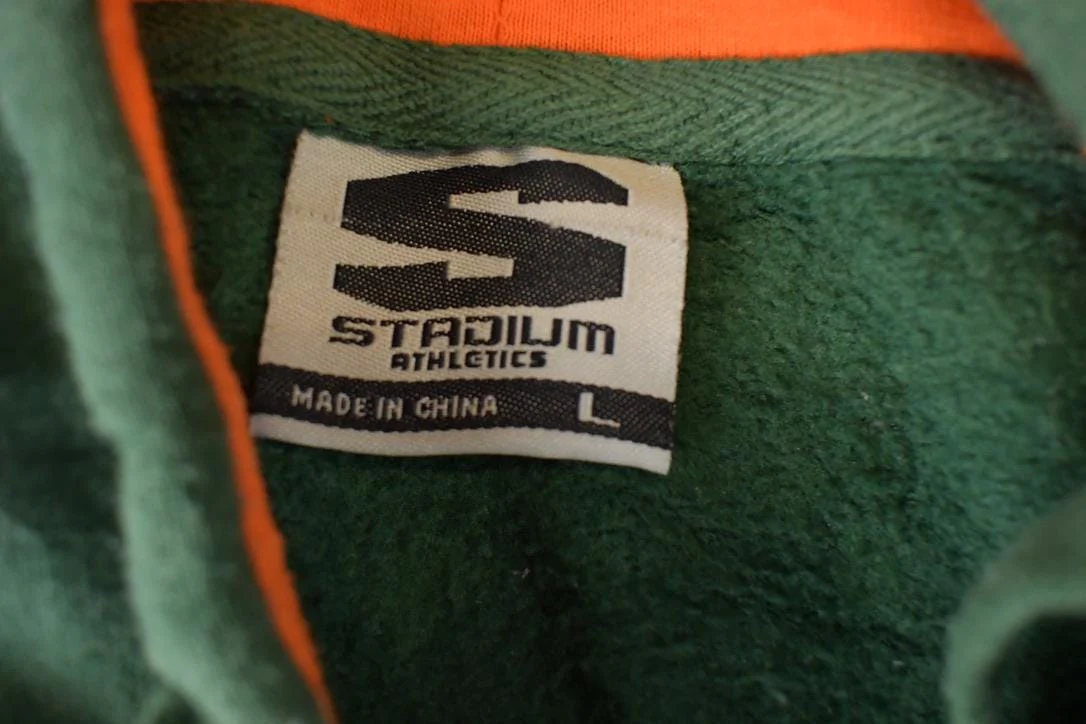 Vintage 1990s Miami Hurricanes Embroidered University Hoodie Sweater Mens L - Image 5
