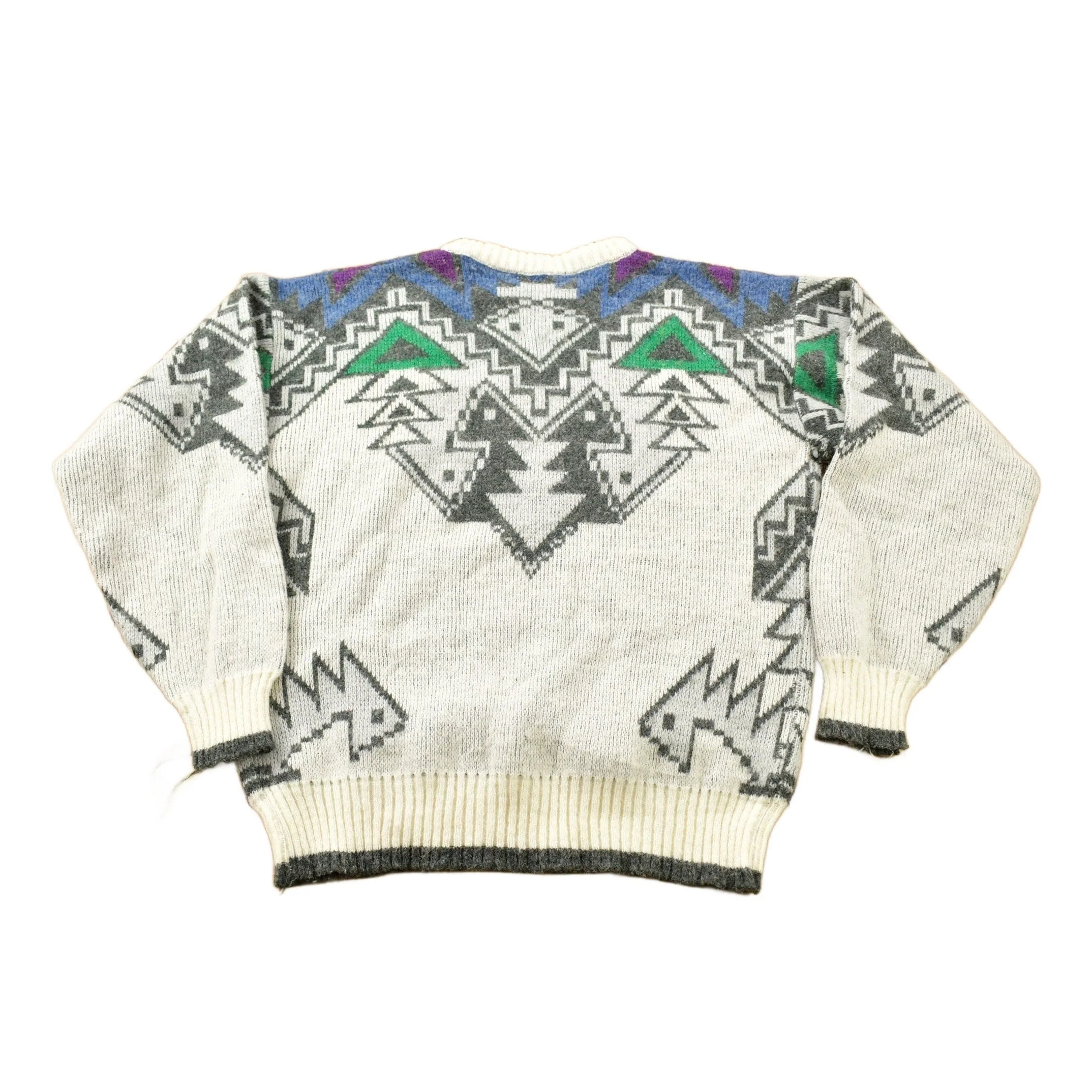 Vintage 1990s Michael Gerald Aztec Theme Knitted Sweater Men's Medium - Image 2