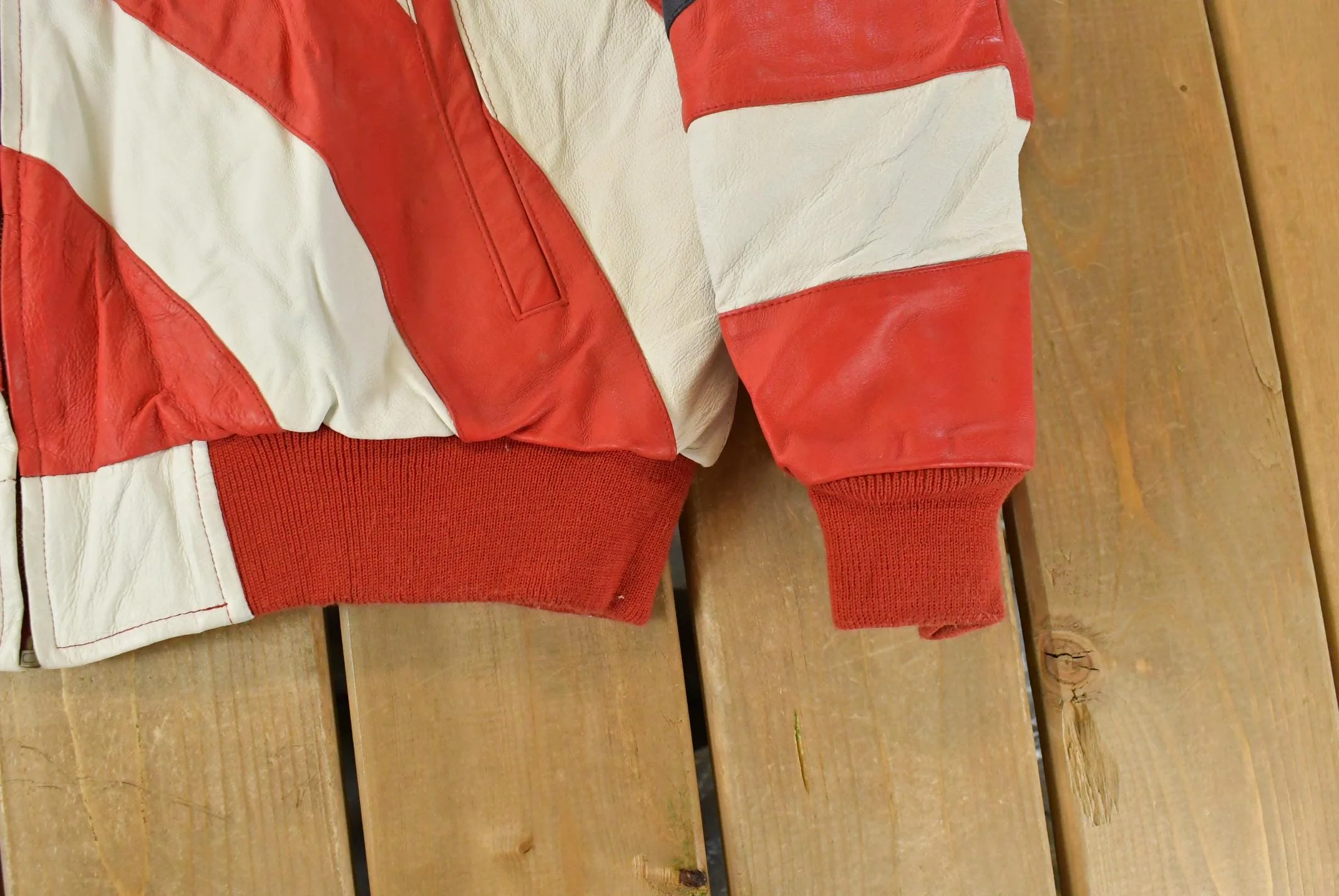 Vintage 1990s Michael Hoban Wheremi American Flag USA Leather Jacket Men's XL - Image 5