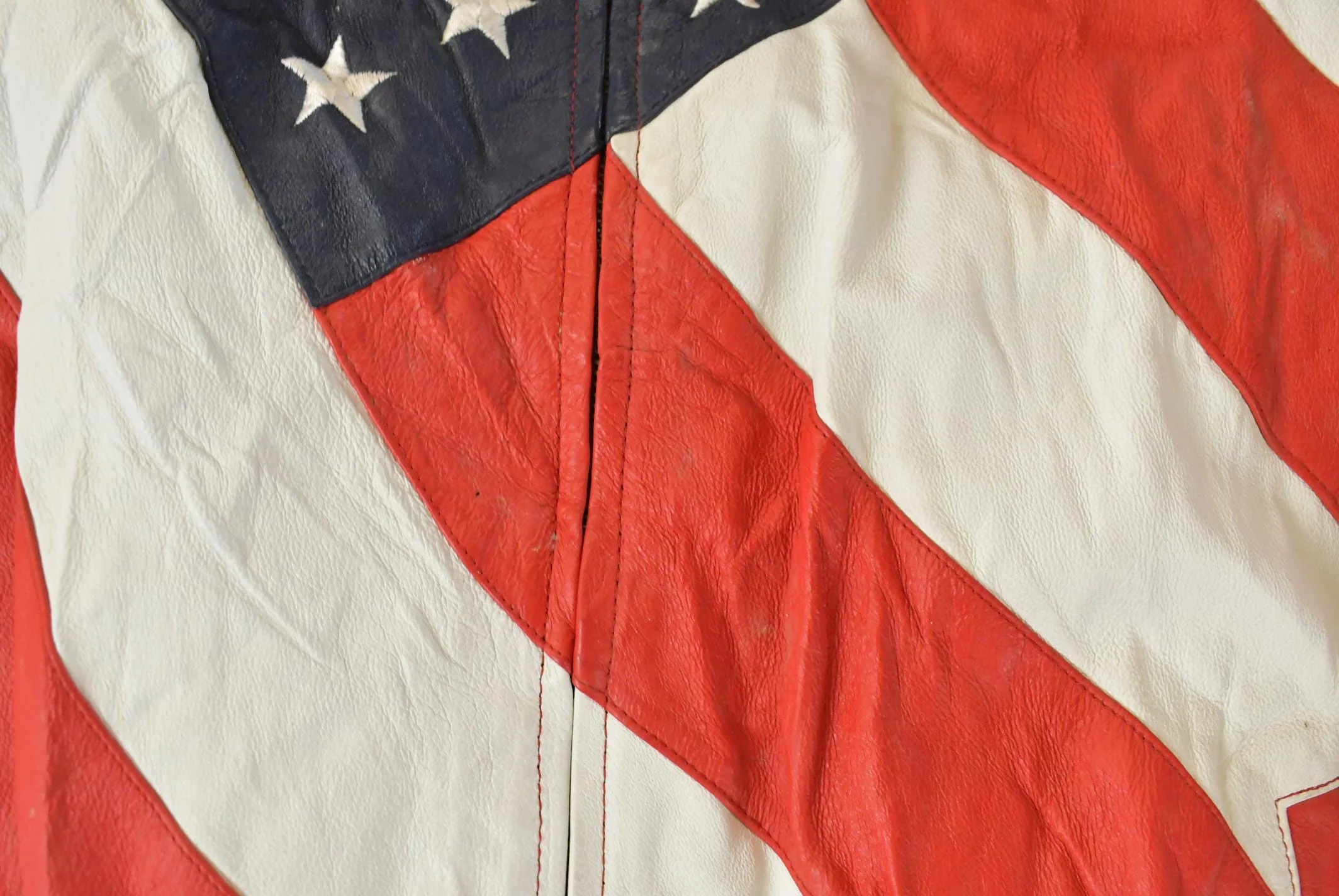 Vintage 1990s Michael Hoban Wheremi American Flag USA Leather Jacket Men's XL - Image 6