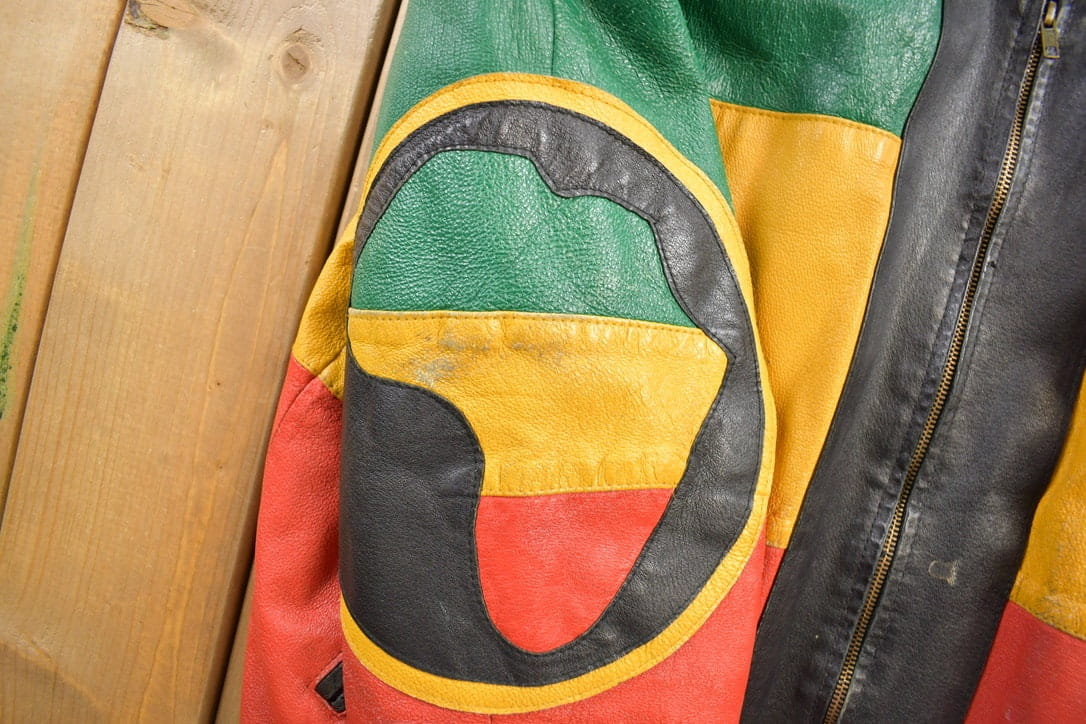 Vintage 1990s Michael Hoban Whermi Africa Themed Leather Jacket - Image 4