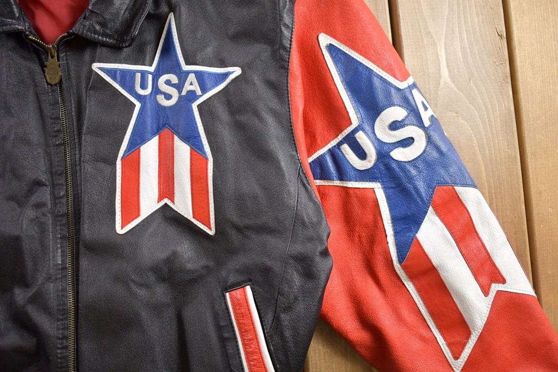 Vintage 1990s Micheal Hoban USA Patchwork Leather Jacket Men's XL - Image 3