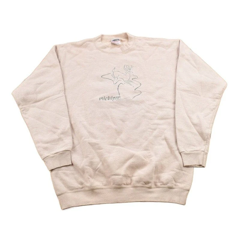 Vintage 1990s Michigan Deer Theme Crewneck Sweatshirt Men's Large