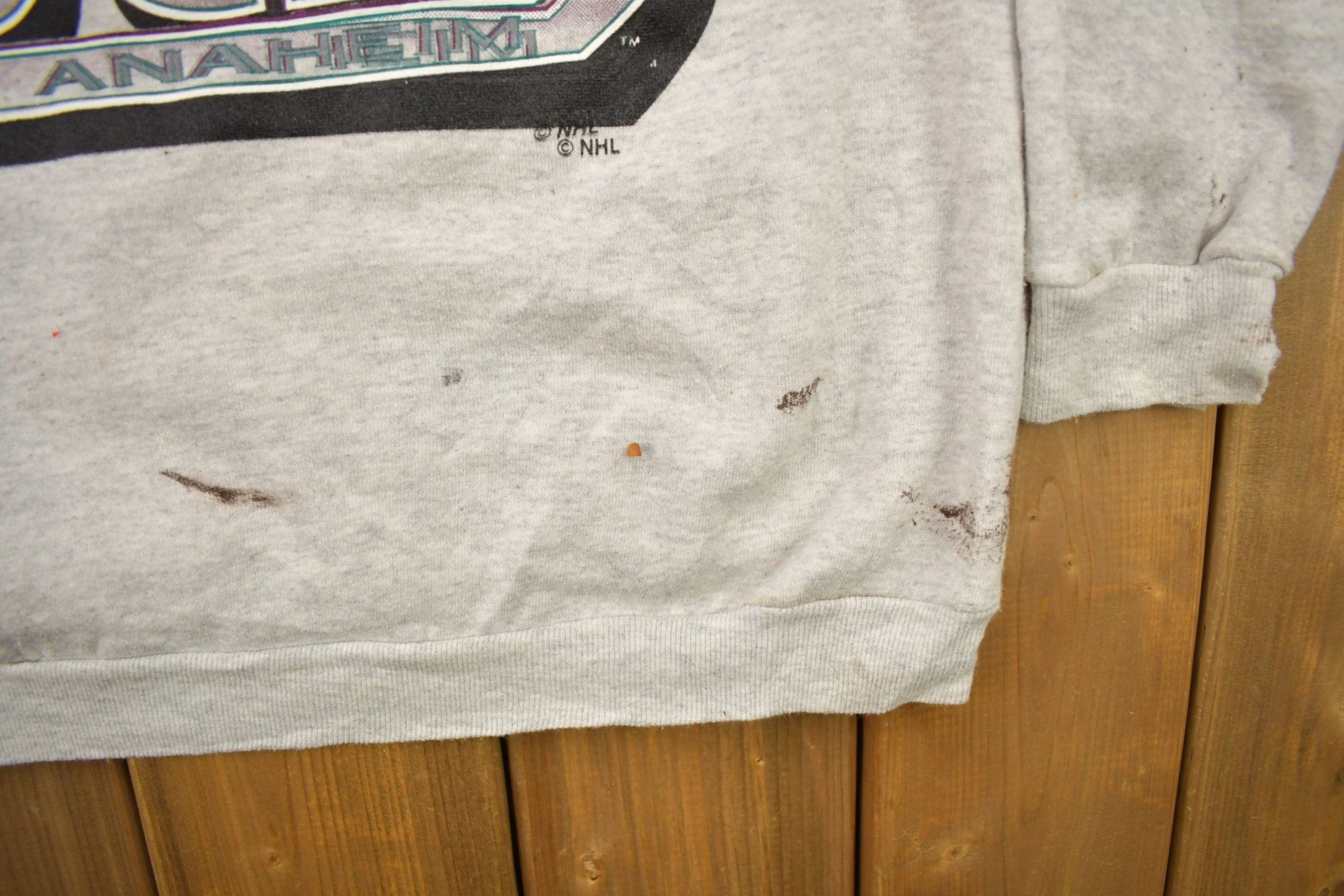 Vintage 1990s Mighty Ducks Of Anaheim NHL Logo 7 Crewneck Sweatshirt Men's Large - Image 4