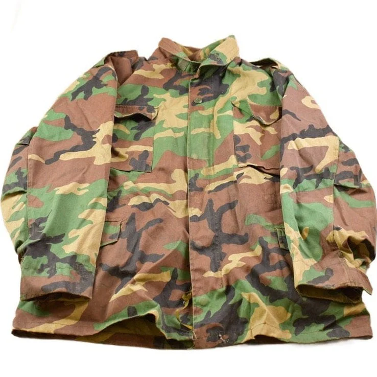 Vintage 1990s Military Woodland Camo Combat Shirt