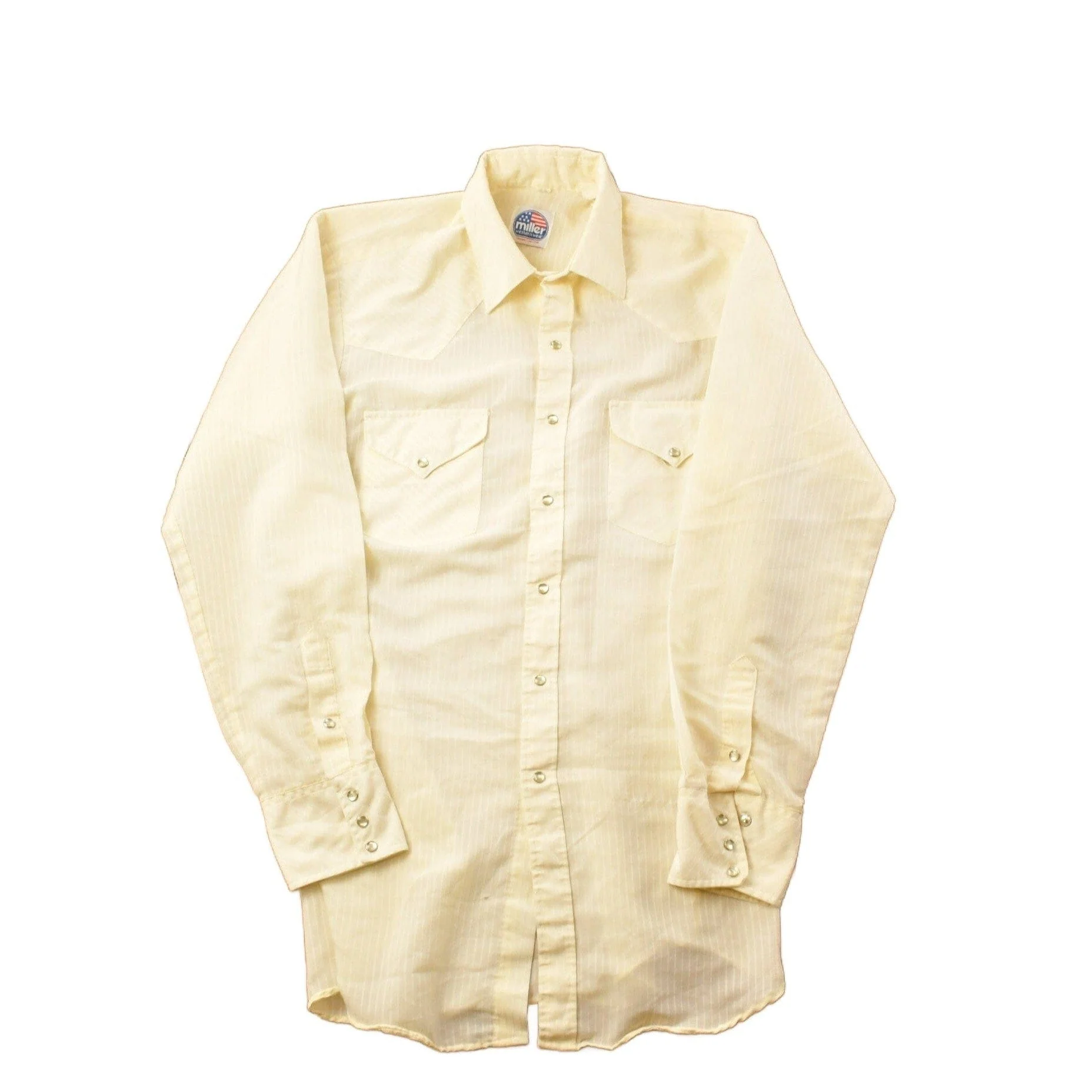 Vintage 1990s Miller Westernwear Blank Yellow Button Up Shirt Men's Large