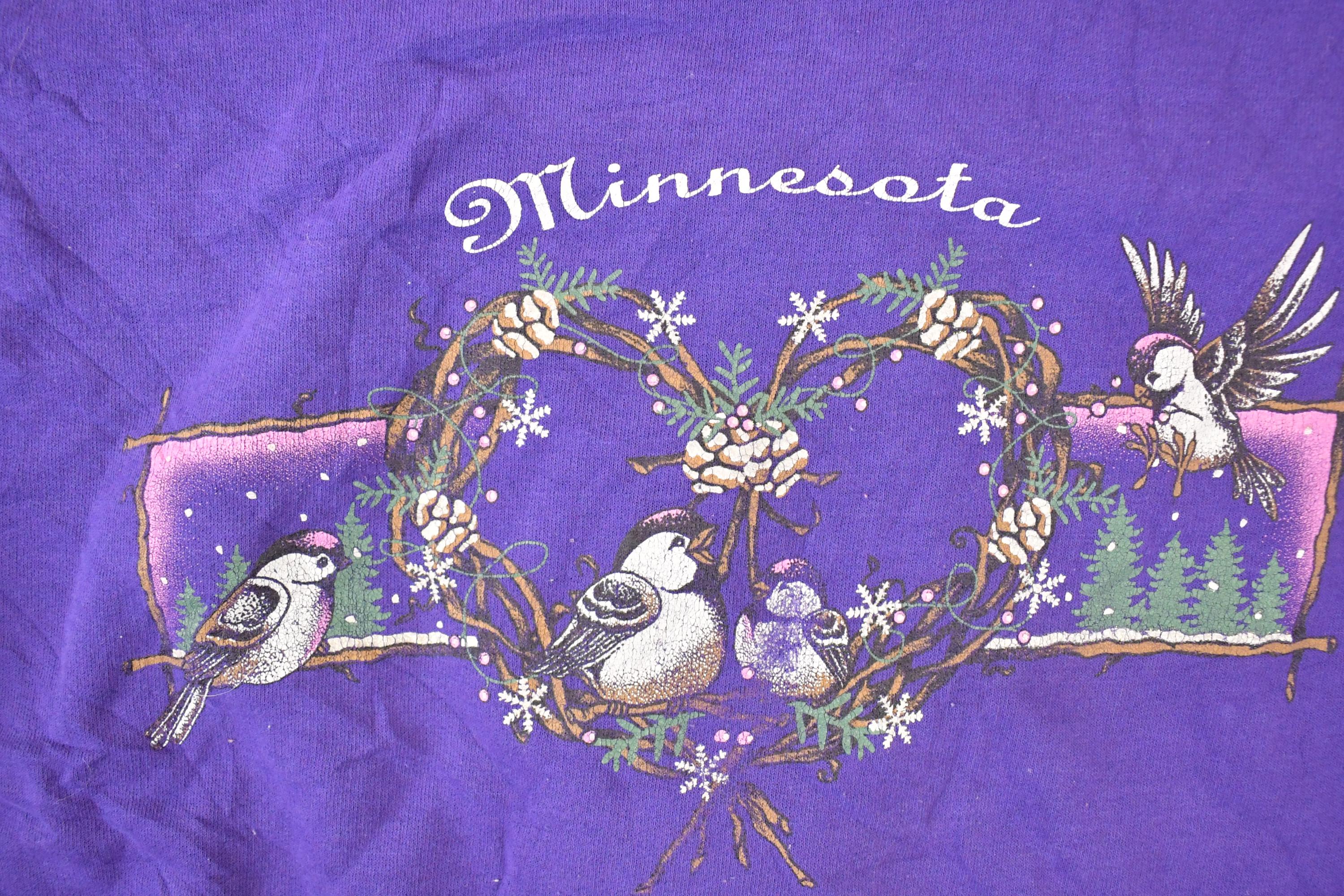 Vintage 1990s Minnesota Cute Love Birds Graphic Print Crewneck Sweatshirt Womens L - Image 3