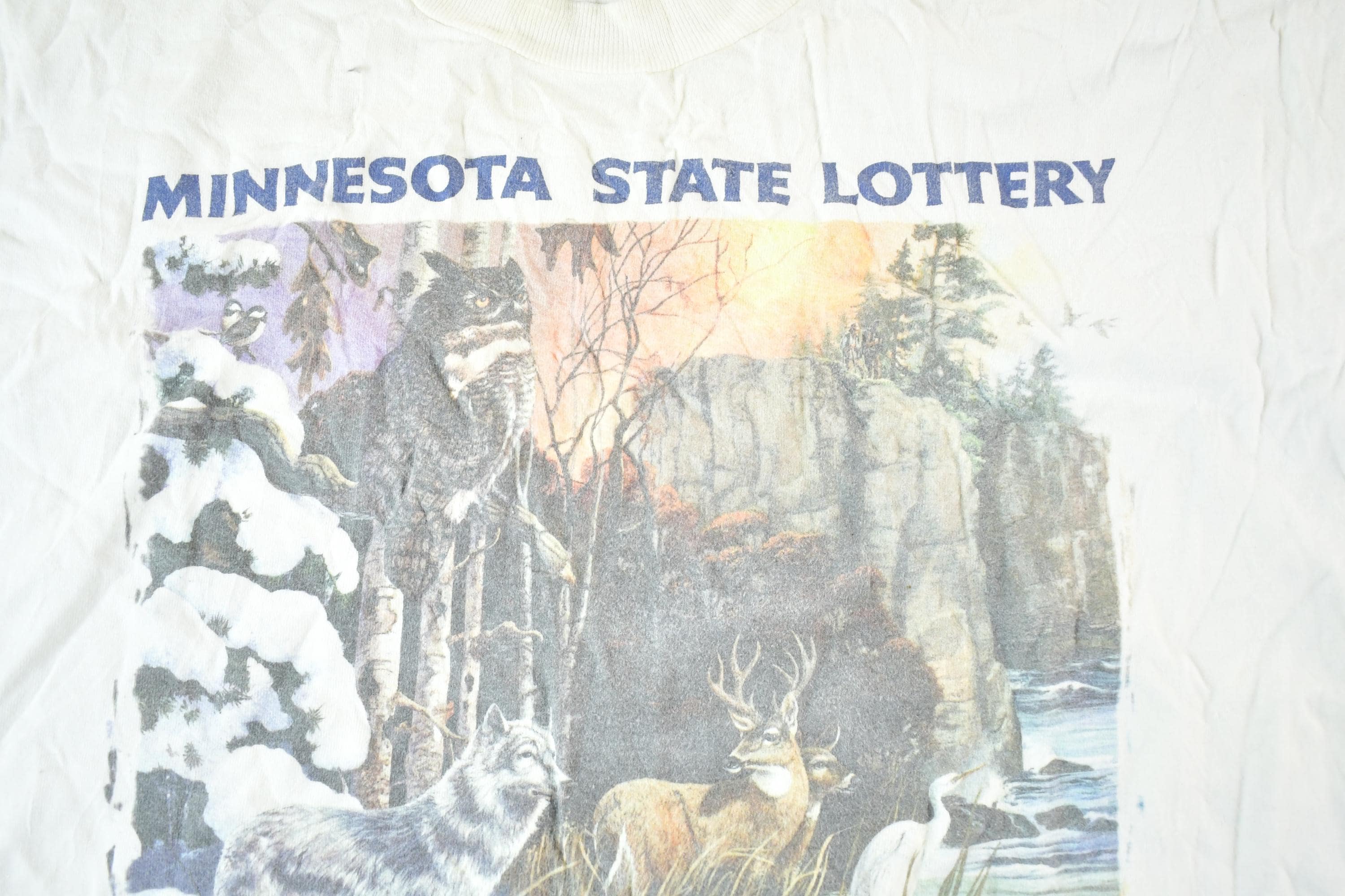Vintage 1990s Minnesota State Lottery Nature T-Shirt Mens XL - Image 3