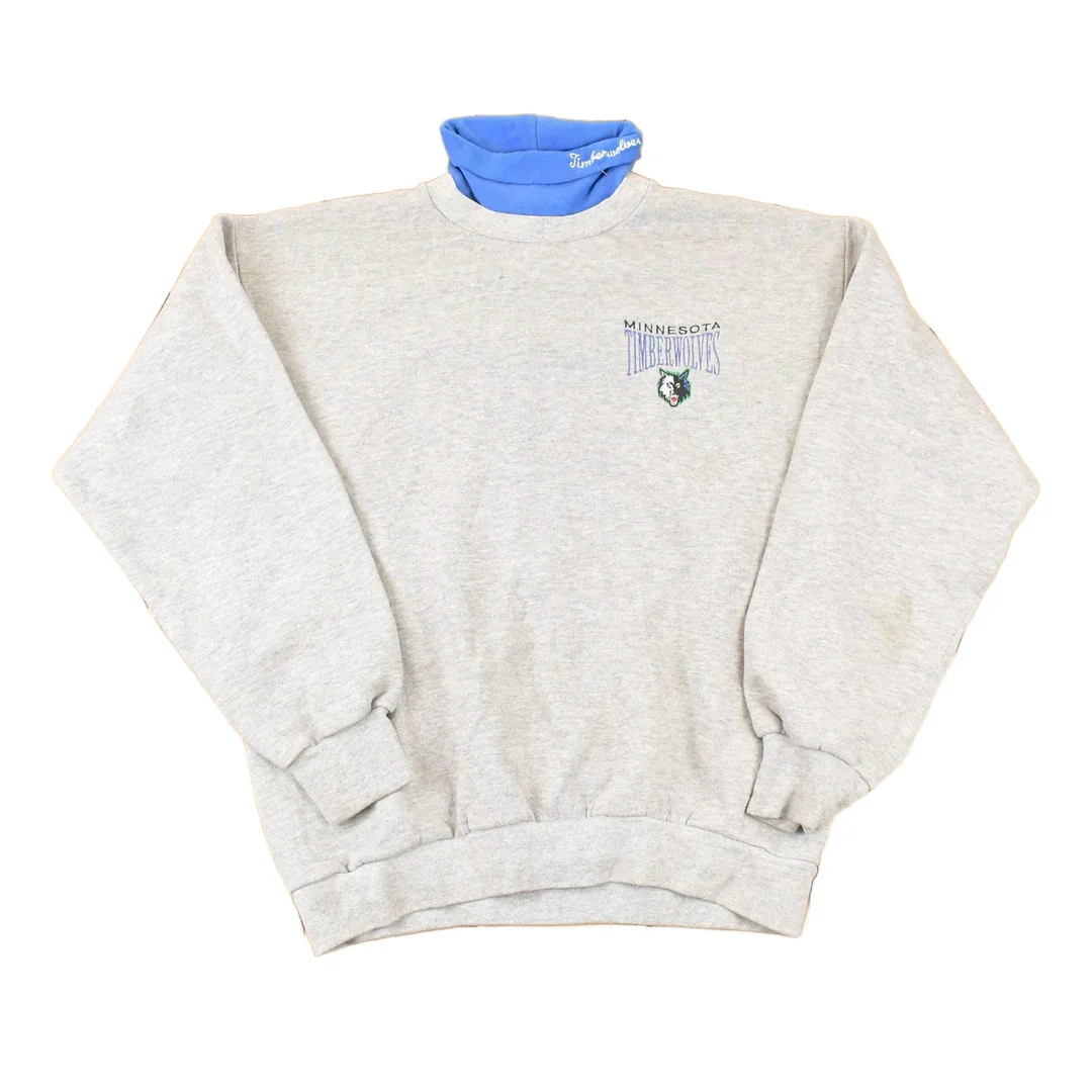 Vintage 1990s Minnesota Timberwolves NBA Turtleneck Sweatshirt Mens M
