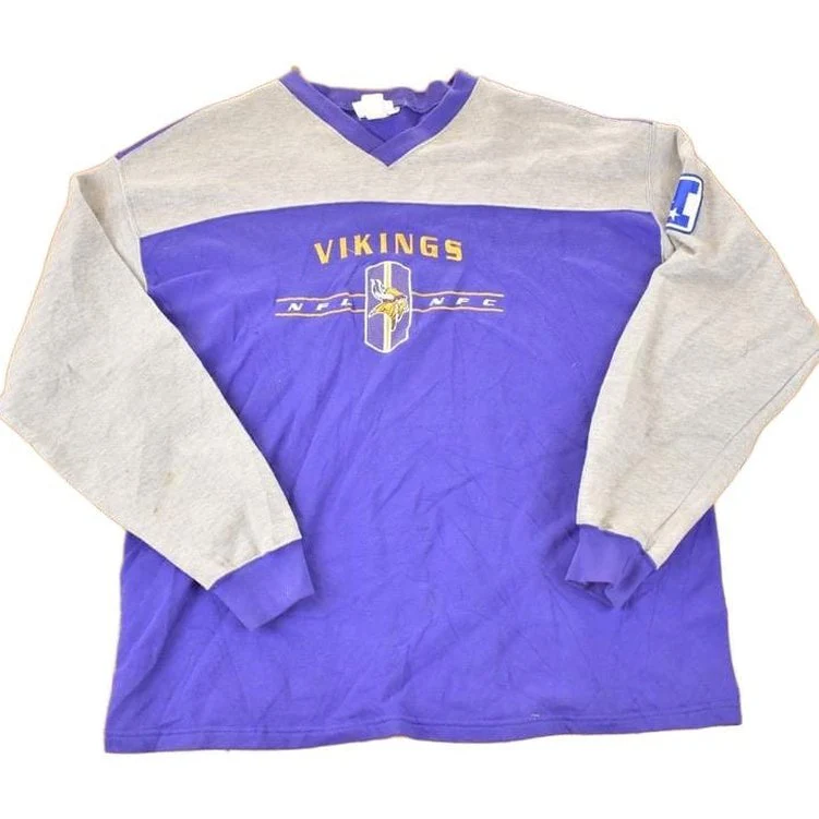 Vintage 1990s Minnesota Vikings Embroidered NFL Crewneck Sweatshirt Men's Large