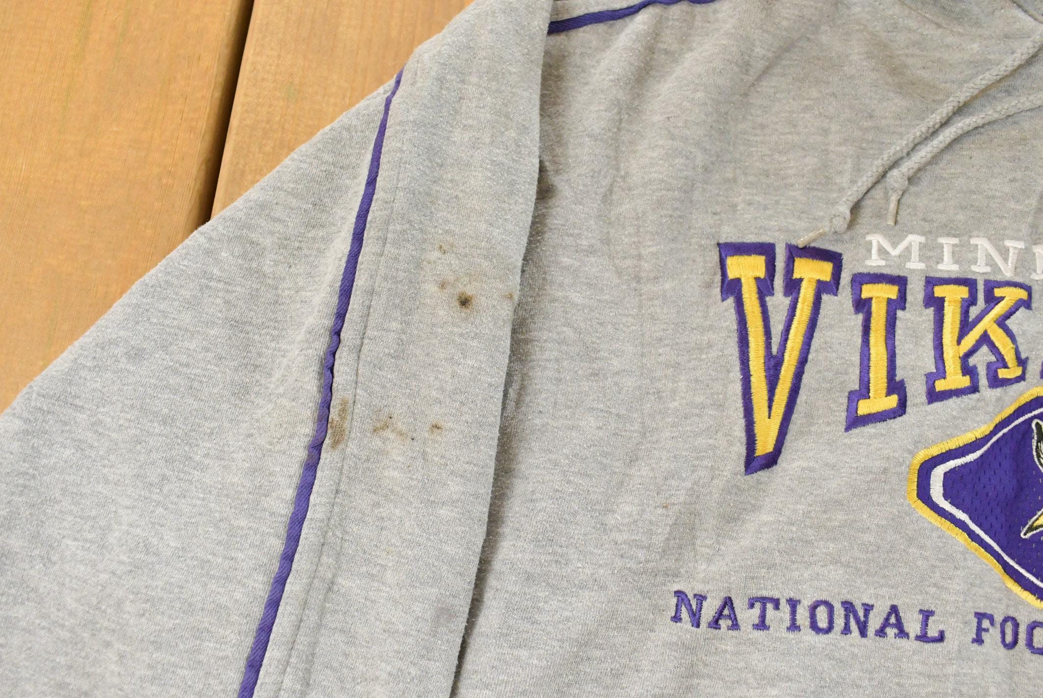 Vintage 1990s Minnesota Vikings Lee Sport NFL Hoodie Men's 2XL - Image 4