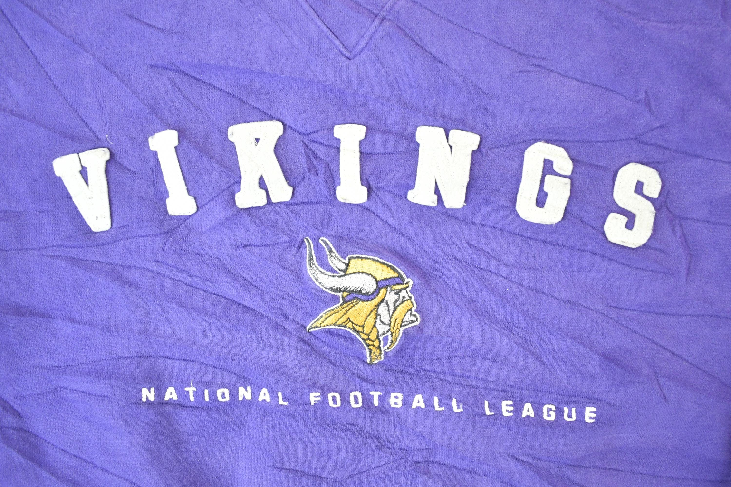 Vintage 1990s Minnesota Vikings NFL Crewneck Sweatshirt Men's Medium - Image 4