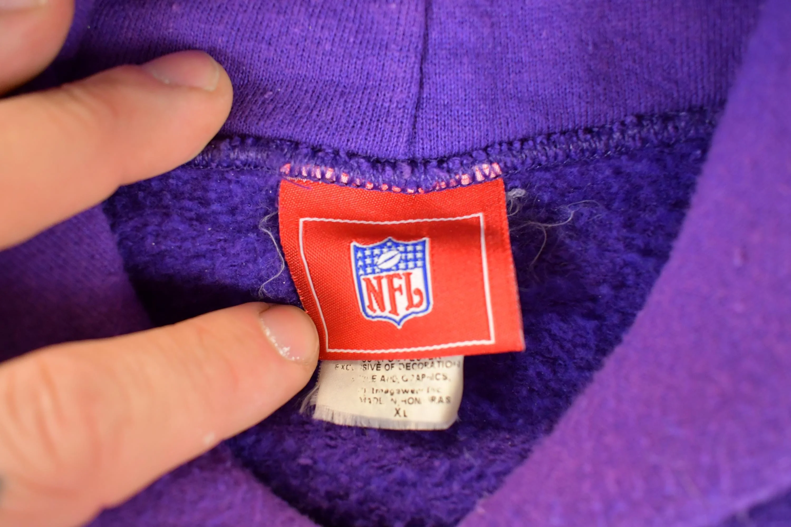 Vintage 1990s Minnesota Vikings NFL Hoodie Sweatshirt Men's XL - Image 4