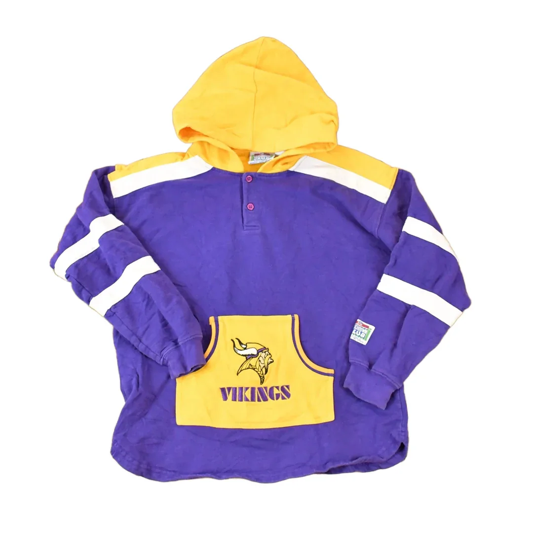 Vintage 1990s Minnesota Vikings NFL Kids Touchdown Club Hoodie Sweatshirt Youth L
