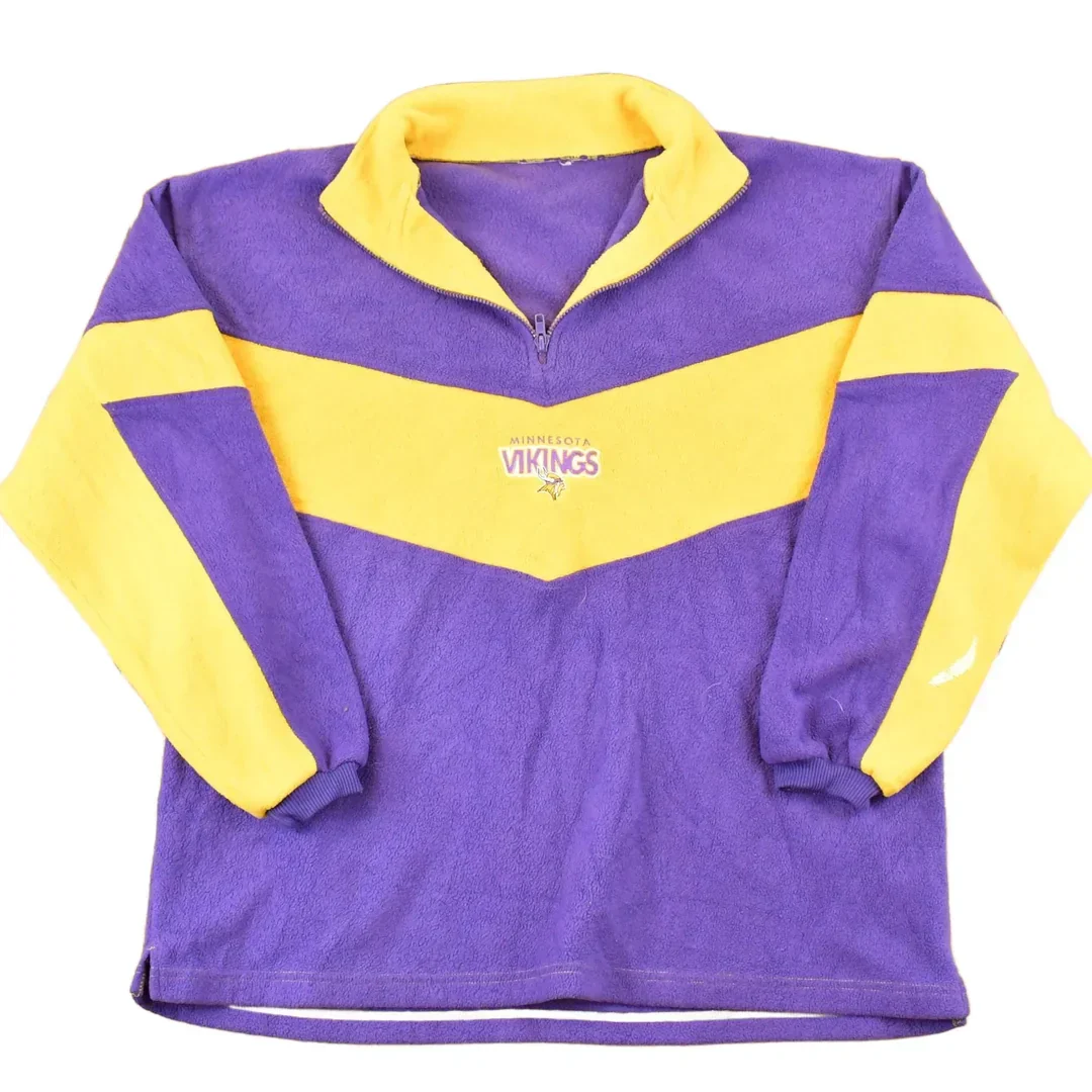 Vintage 1990s Minnesota Vikings NFL Quarter Zip Fleece Sweater Men's XL