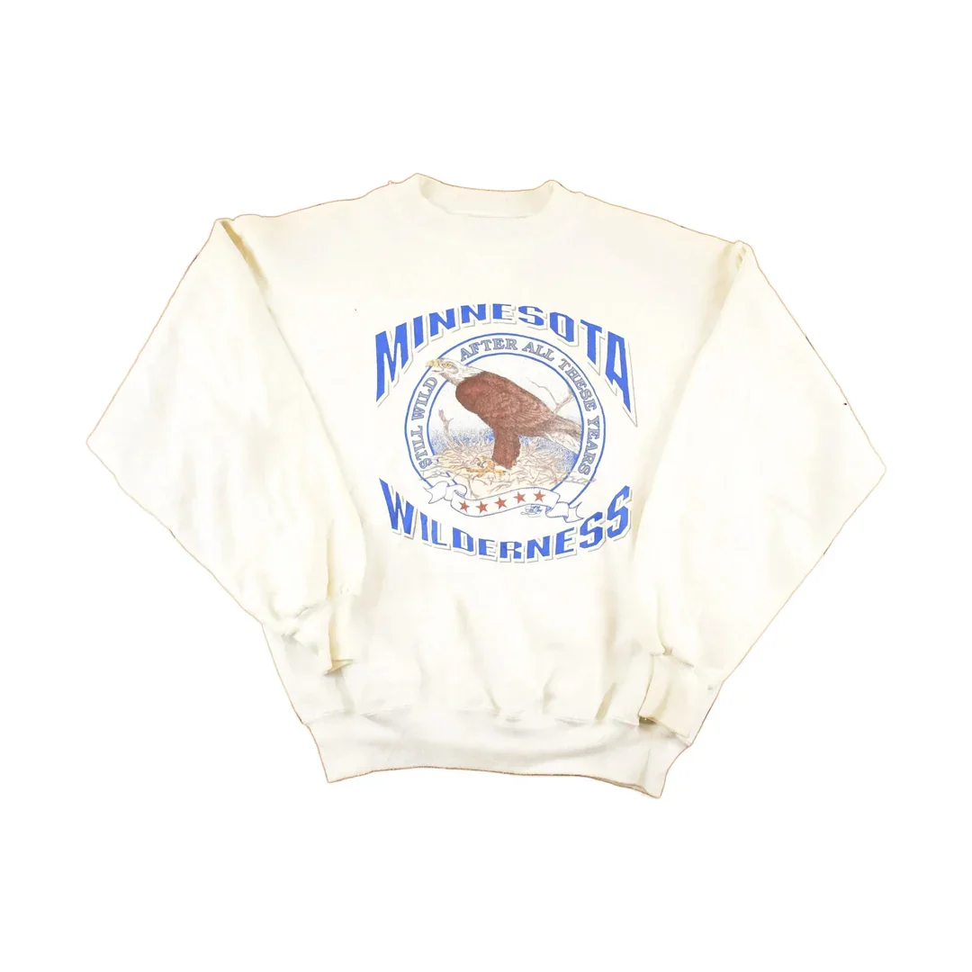 Vintage 1990s Minnesota Wilderness Bald Eagle Souvenir Crewneck Sweatshirt Men's L