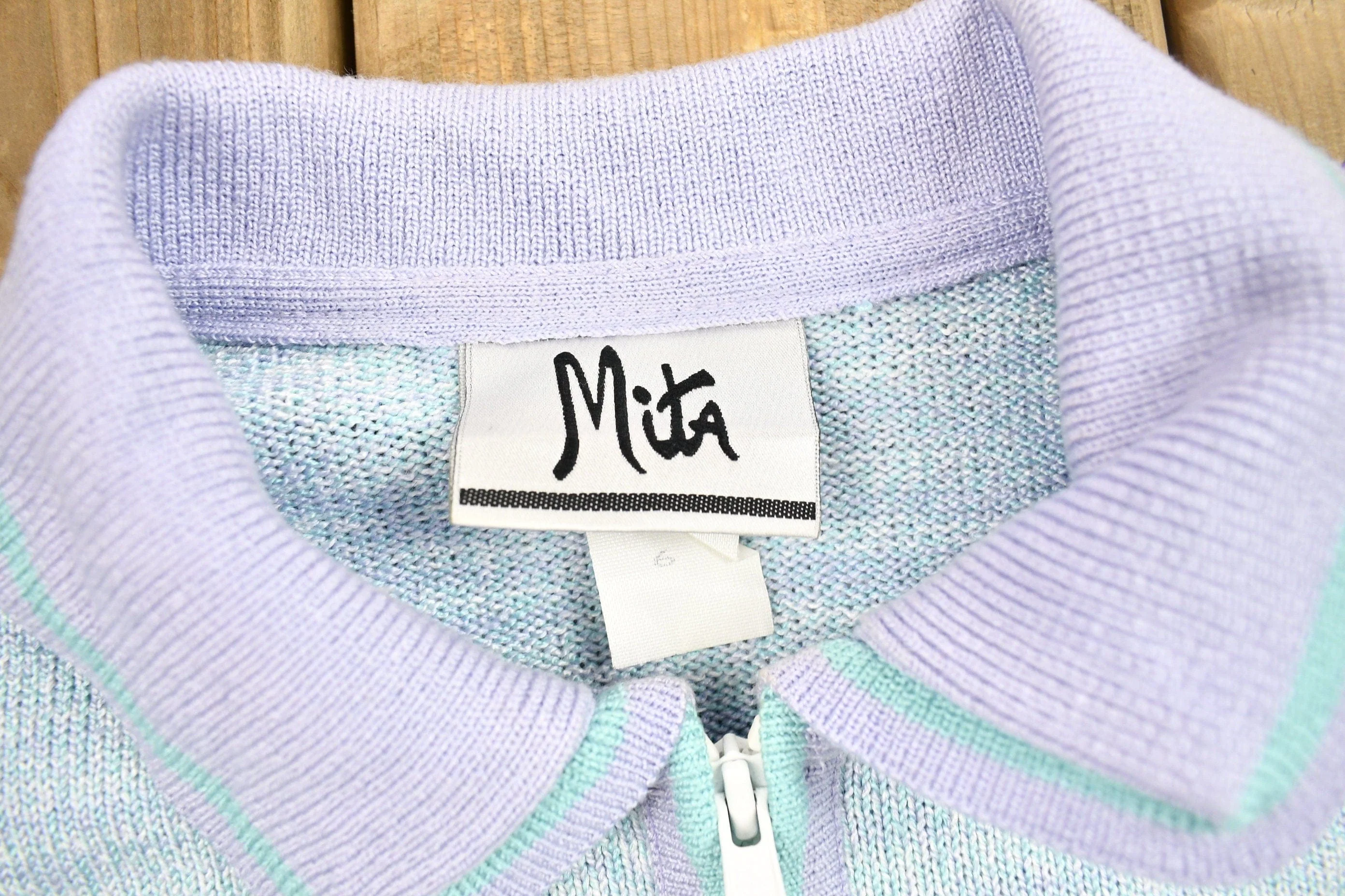 Vintage 1990s Mita Zip Up Pastel Sweater Youth Small - Image 3