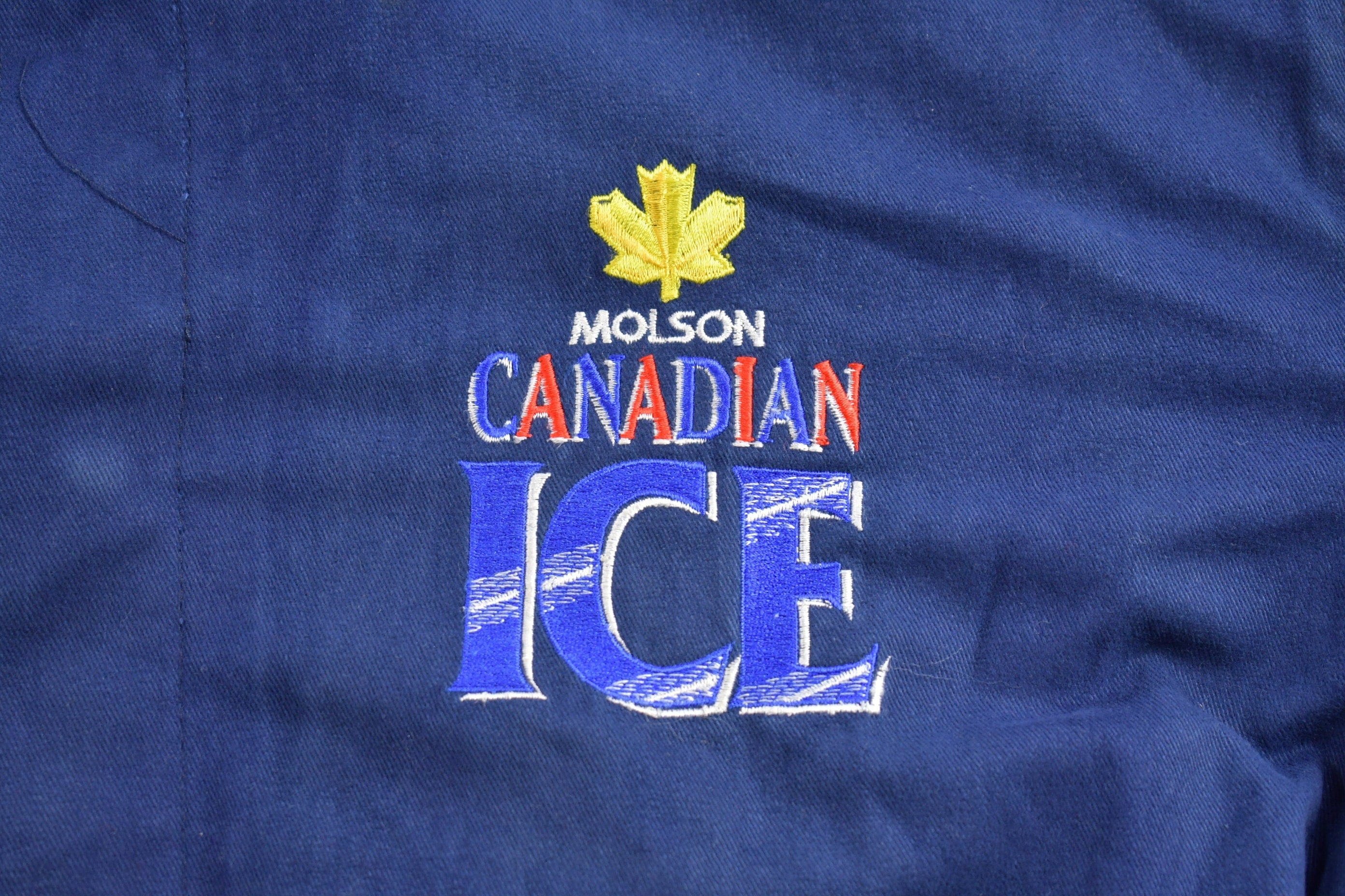Vintage 1990s Molson Canadian Ice Leather Varsity Jacket Men's XL - Image 4