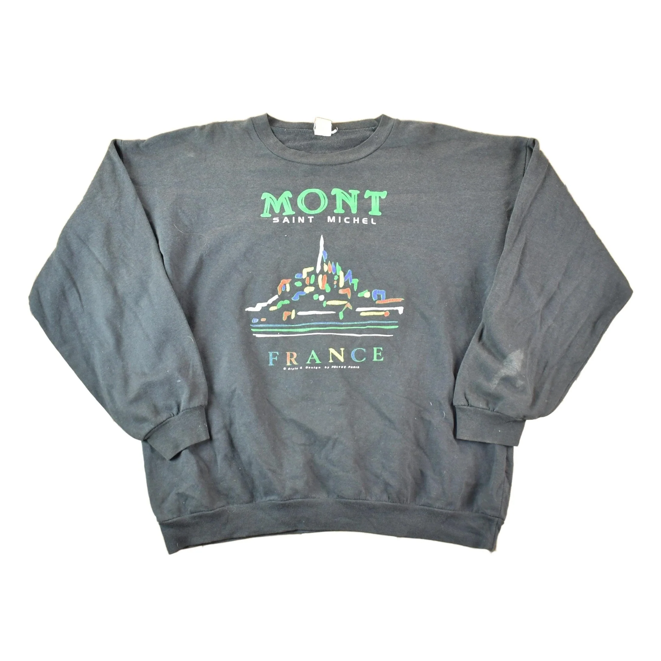 Vintage 1990s Mont Saint Michel France Crewneck Sweatshirt Mens L