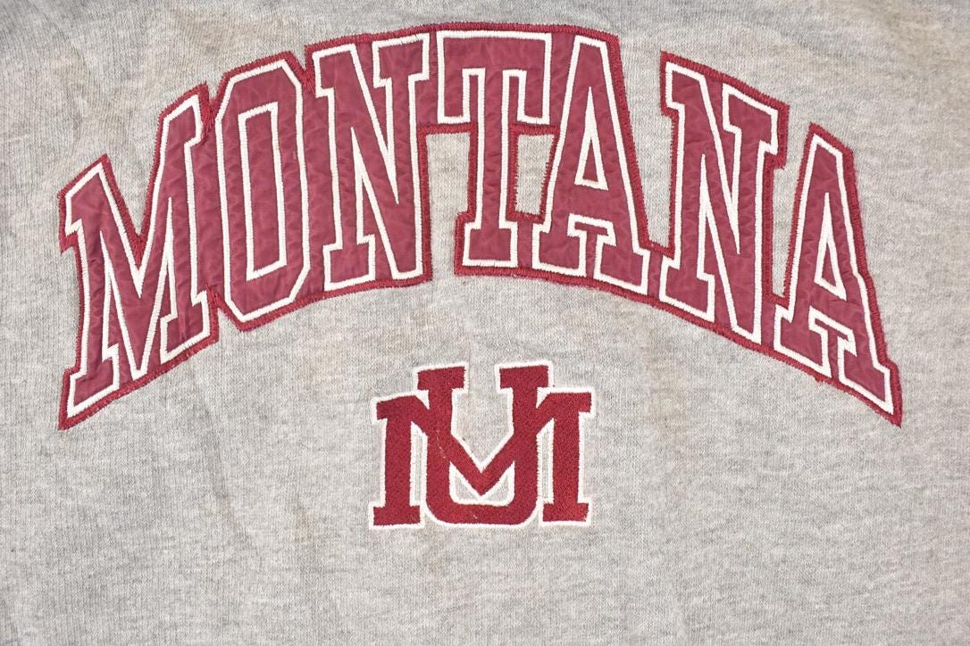 Vintage 1990s Montana University Embroidered Hoodie Sweater Mens L - Image 3