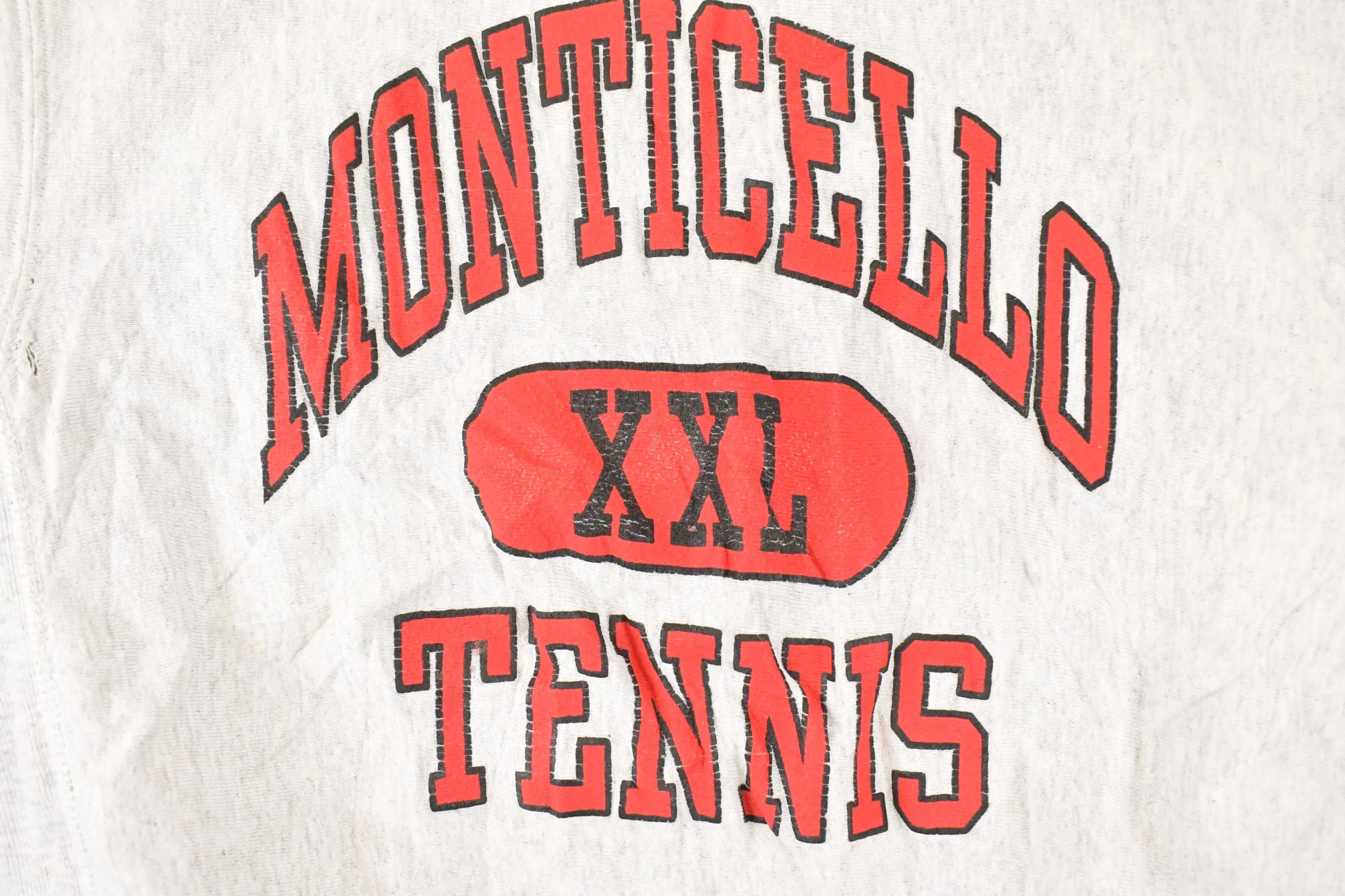 Vintage 1990s Monticello Tennis Graphic Print University Crewneck Sweater Men's L - Image 3