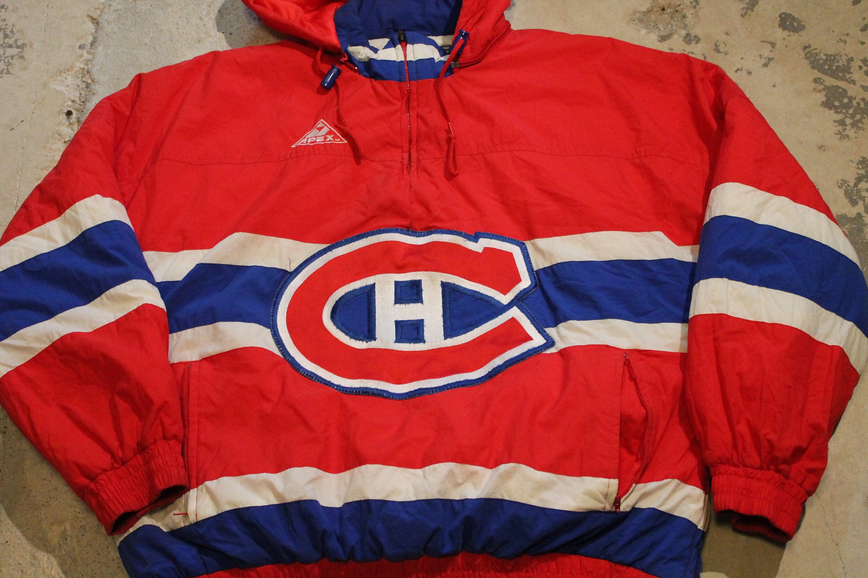 Vintage 1990s Montreal Canadiens NHL Apex One Quarter Zip Puffer Jacket Men's Large - Image 3