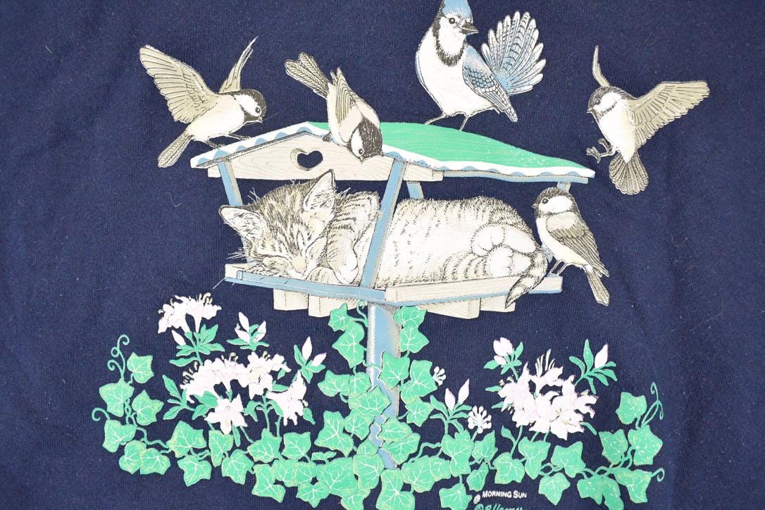 Vintage 1990s Morning Sun Blue Jays Graphic Print Double Collar Crewneck Sweatshirt Women's XXL - Image 3