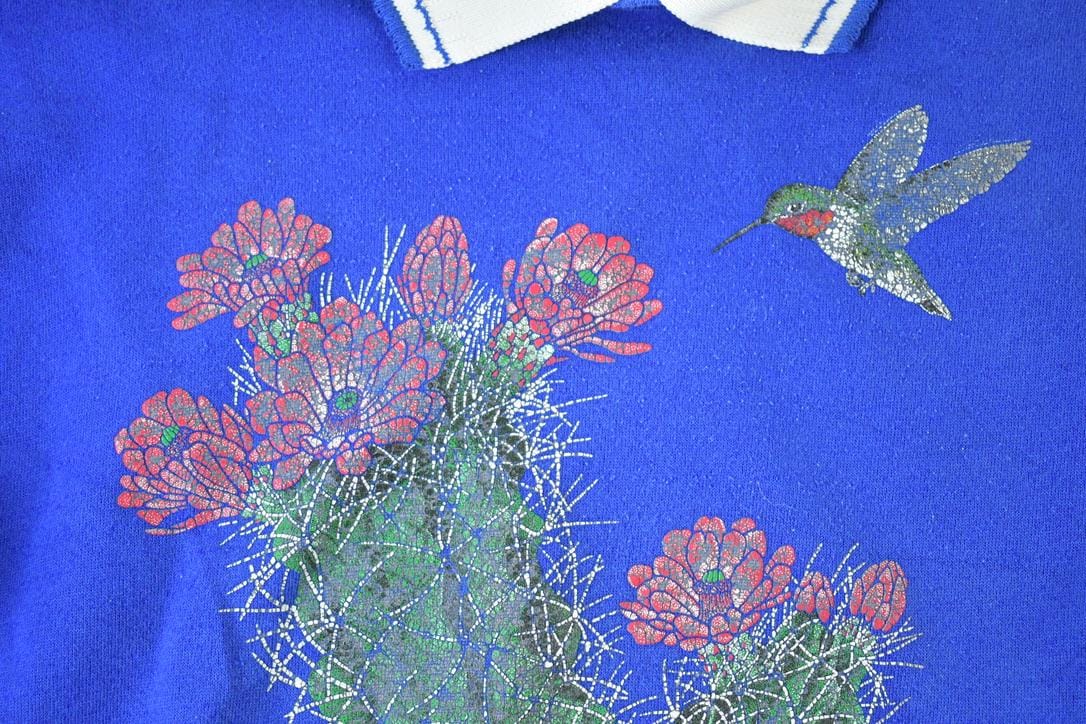 Vintage 1990s Morning Sun Floral Collared Souvenir Crewneck Sweatshirt Women's M - Image 4