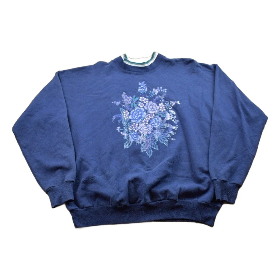 Vintage 1990s Morning Sun Floral Crewneck Sweater Men's Large