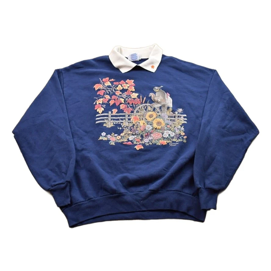 Vintage 1990s Morning Sun Floral Theme Crewneck Sweater