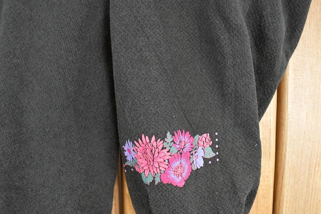 Vintage 1990s Morning Sun Floral Theme Graphic Print Double Collar Crewneck Sweatshirt Womens L - Image 5