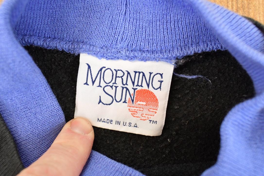 Vintage 1990s Morning Sun Floral Theme Graphic Print Double Collar Crewneck Sweatshirt Womens L - Image 6