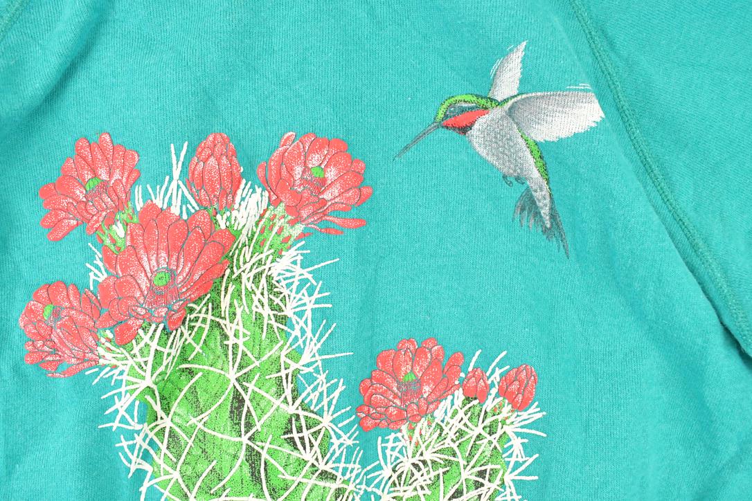Vintage 1990s Morning Sun Hummingbird Graphic Print Collared Sweatshirt Women's L - Image 3