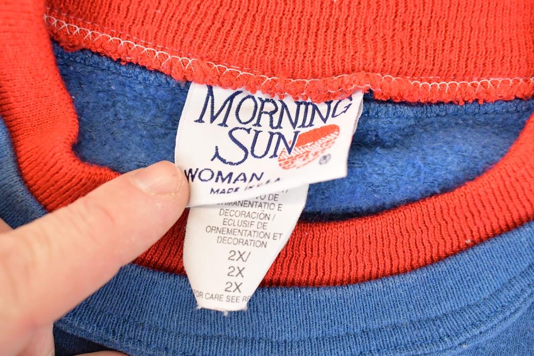 Vintage 1990s Morning Sun Winter Cardinals Graphic Print Double Collar Crewneck Sweatshirt Womens XXL - Image 4