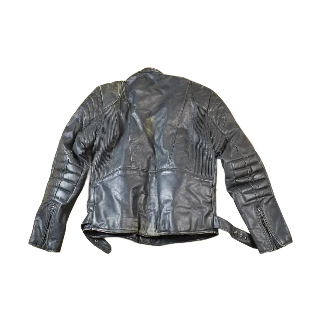 Vintage 1990s Motorcycle Leather Heavy Padded Biker Jacket Made In USA